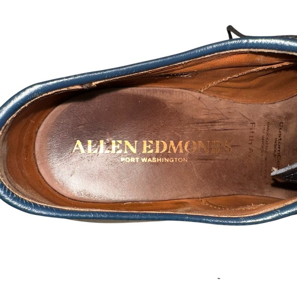 Allen Edmonds Fifth Avenue Cap Toe‎ Oxford Dress Shoes Men 10.5 A  Navy Leather main image 7